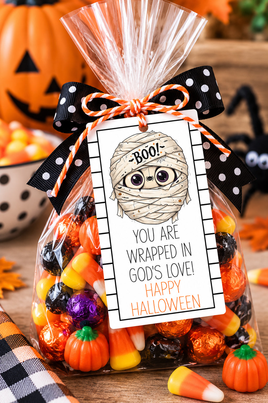 You are Wrapped in God's Love Halloween Instant Download Tag
