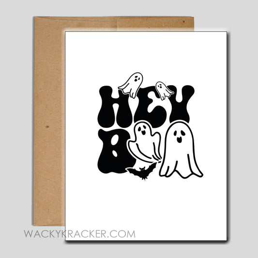 Hey Boo Greeting Card - INSTANT DOWNLOAD