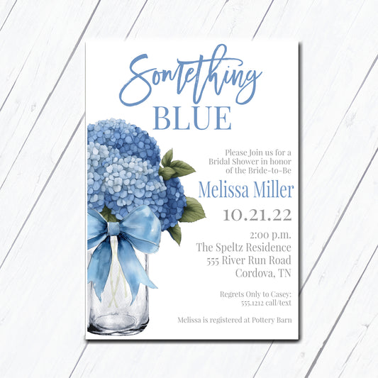 Hydrangea Mason Jar Bridal Shower Invitation