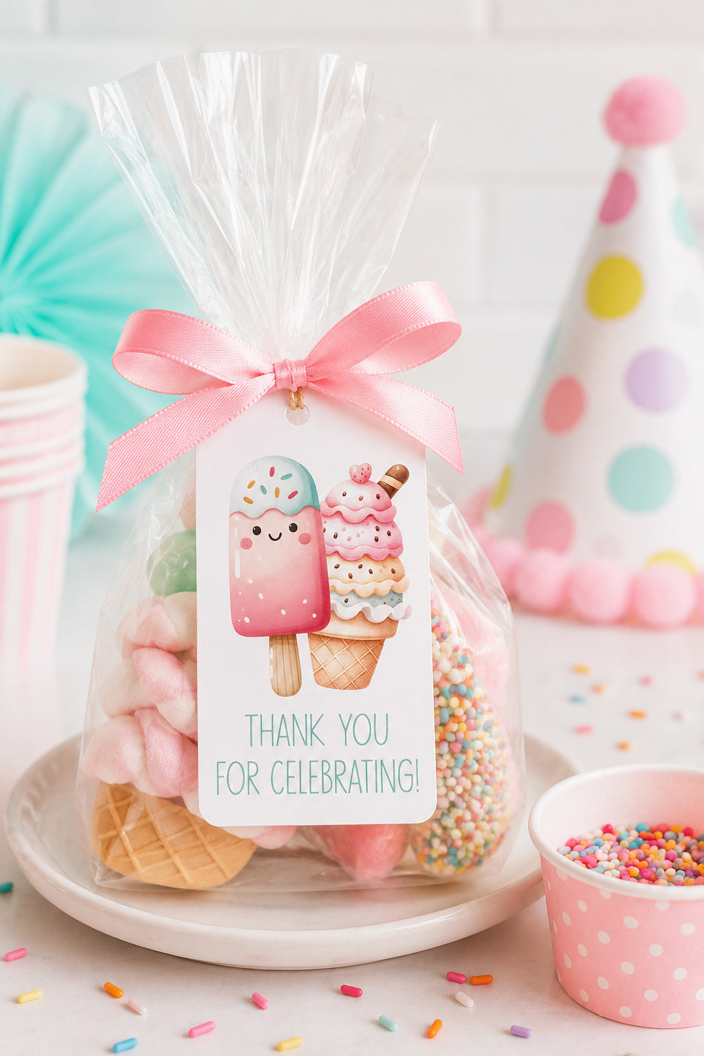 Ice Cream Party Favor Instant Download Tag