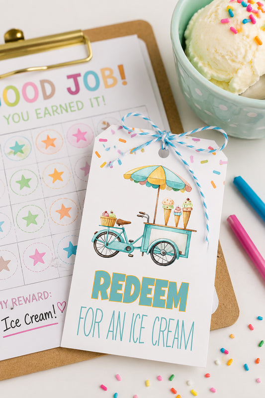 Ice Cream Coupon Instant Download Tag