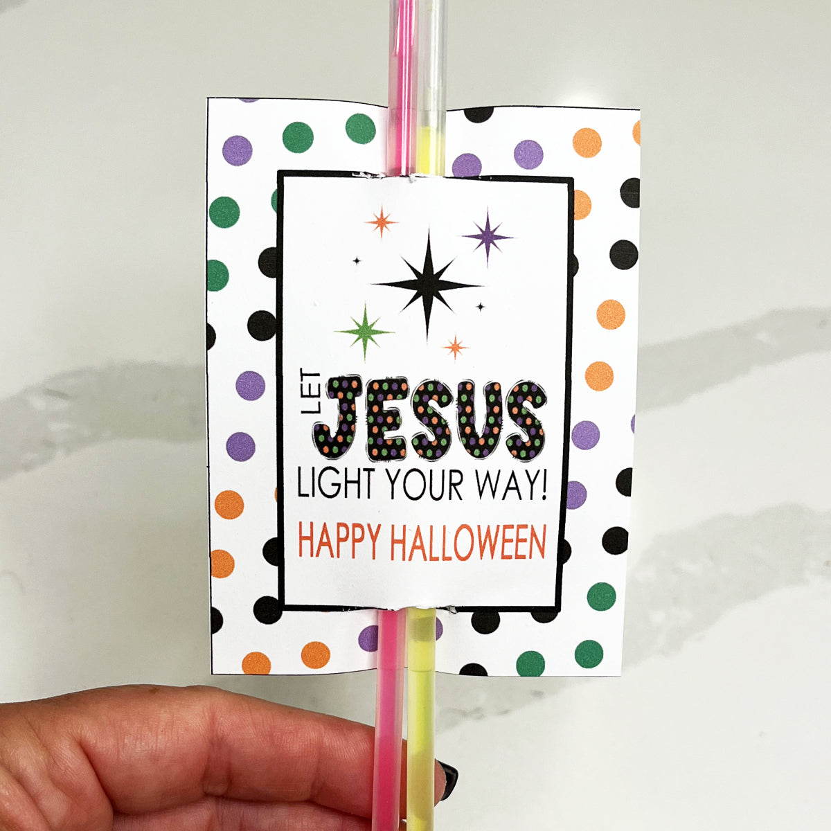 Let Jesus Light The Way Halloween Glow Stick Instant Download Tag