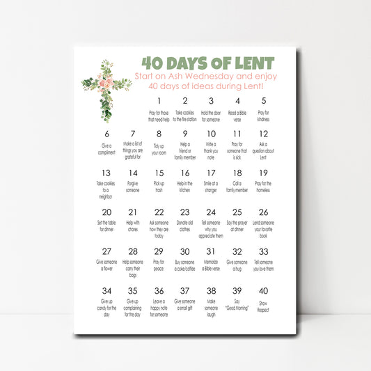 40 days of Lent Calendar