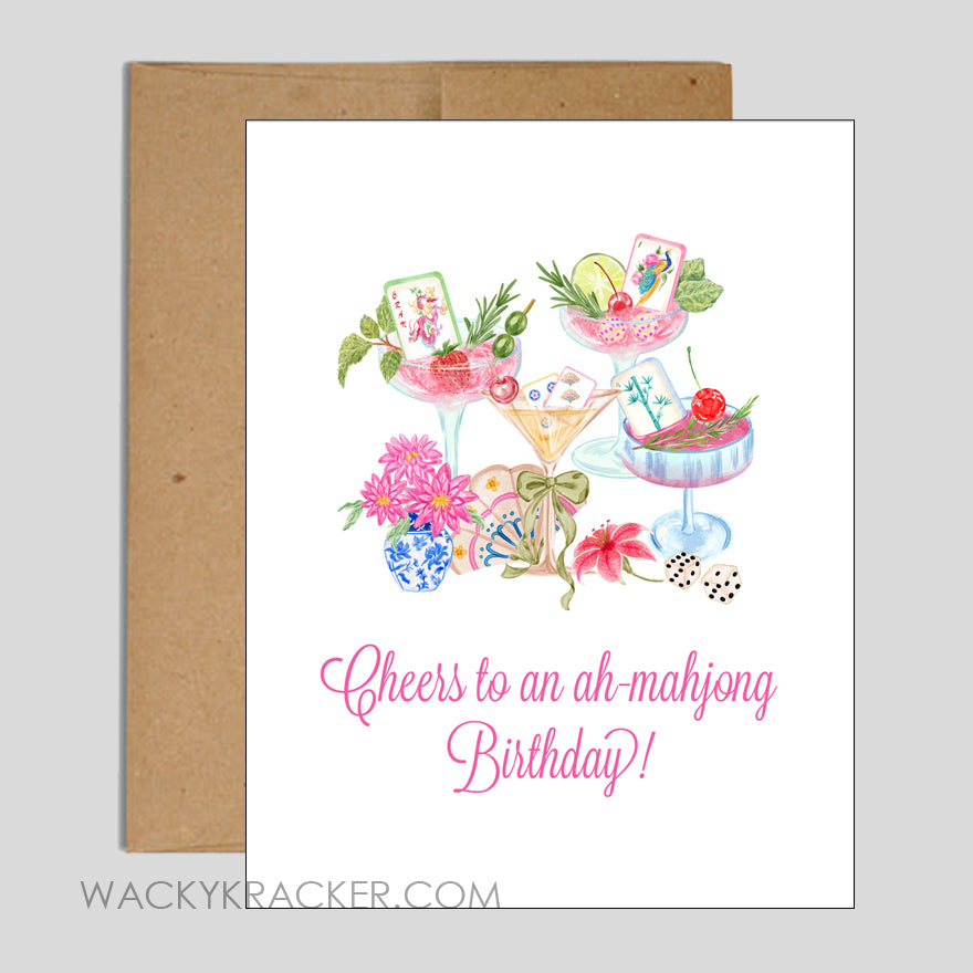 Mahjong Birthday Greeting Card Instant Download