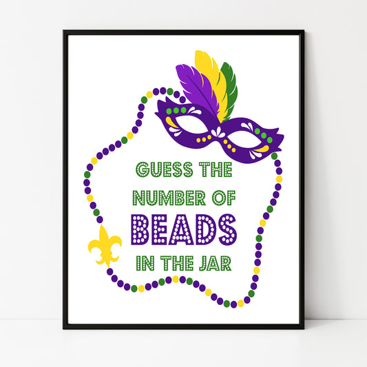 Mardi Gras Game Sign - Instant Download