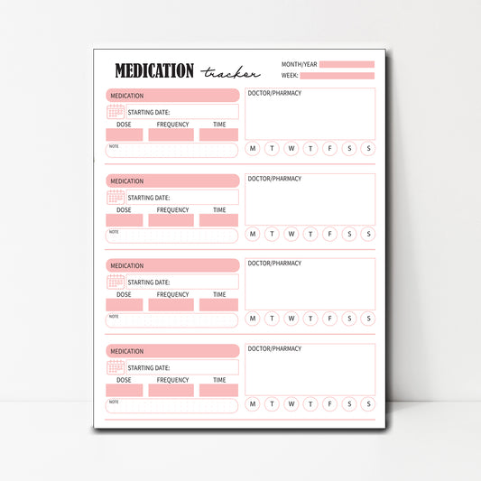 Medication Tracker Instant Download
