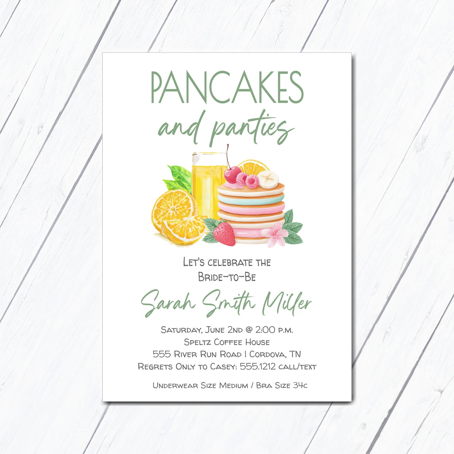 Pancakes and Panties Bridal Shower Invitation