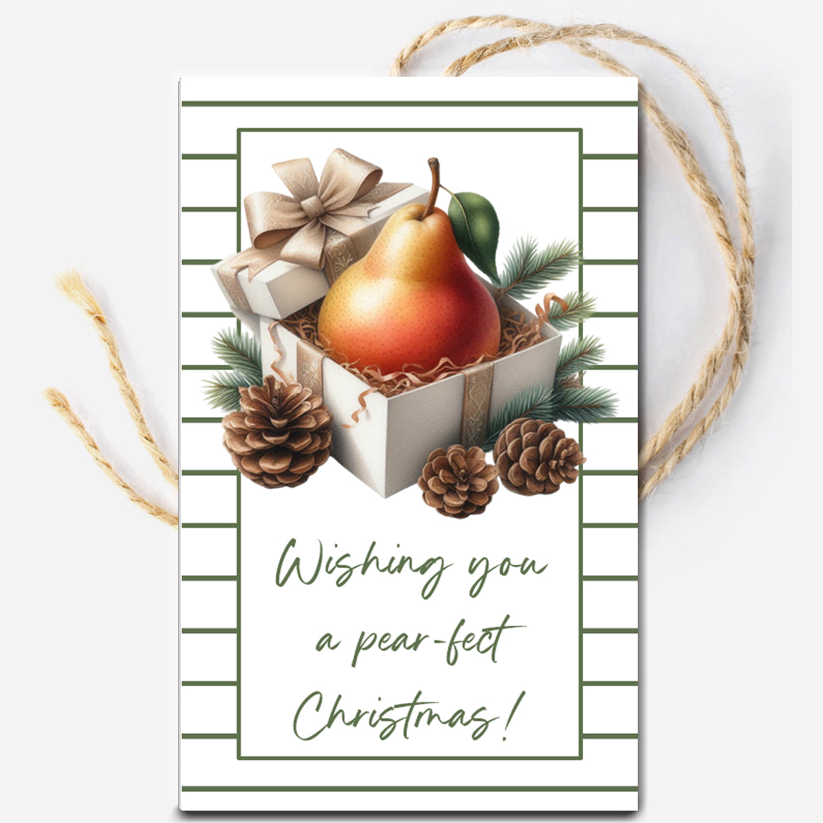 Christmas Pear Instant Download Tag