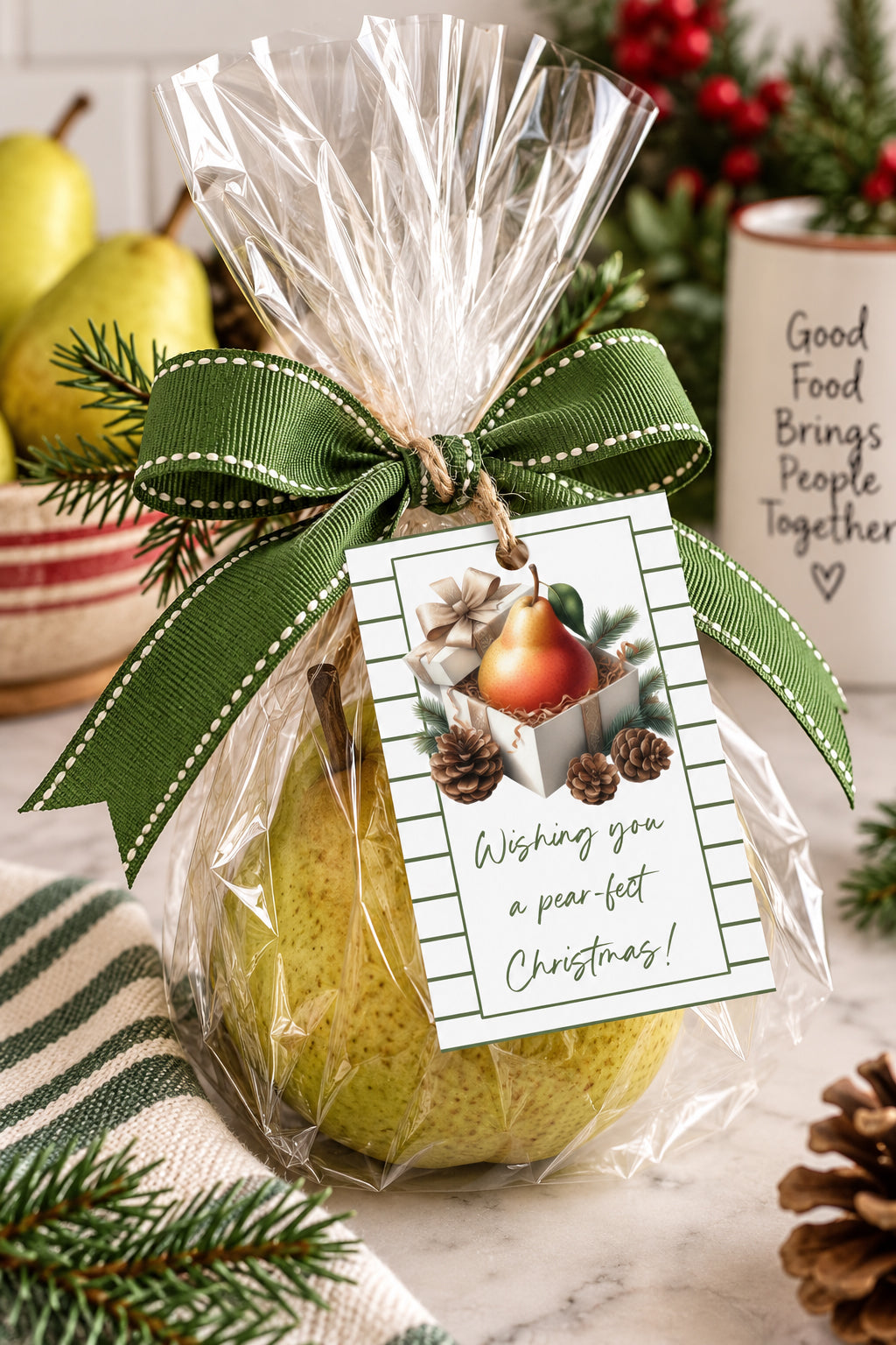 Christmas Pear Instant Download Tag