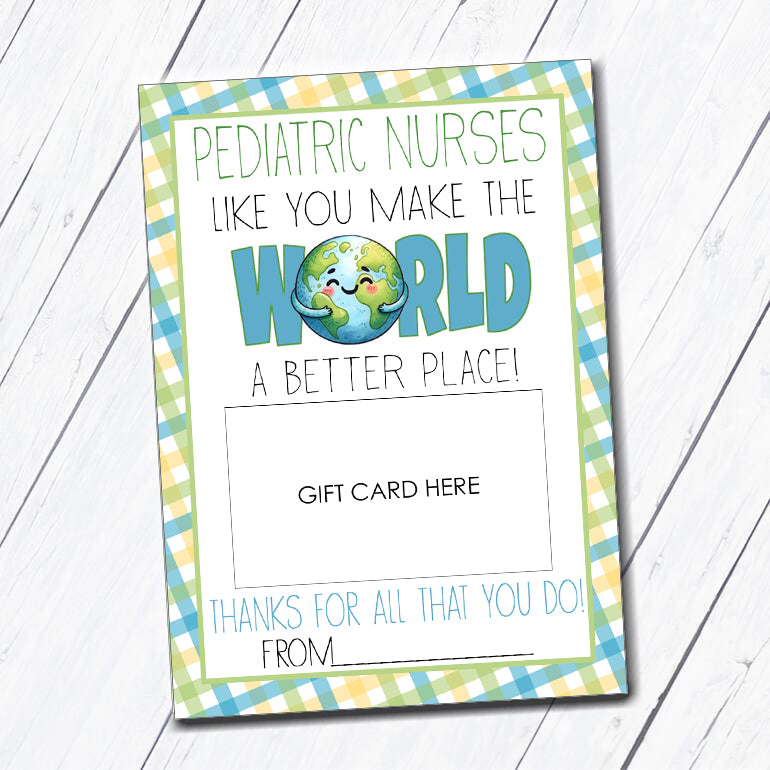 Pediatric Nurse Instant Download Gift Card Holder