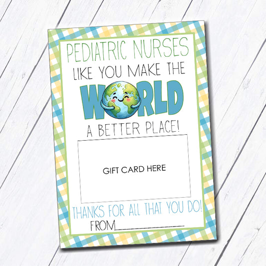 Pediatric Nurse Instant Download Gift Card Holder