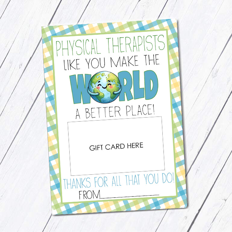 Physical Therapist Instant Download Gift Card Holder