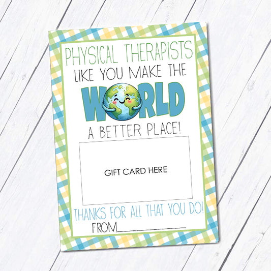Physical Therapist Instant Download Gift Card Holder
