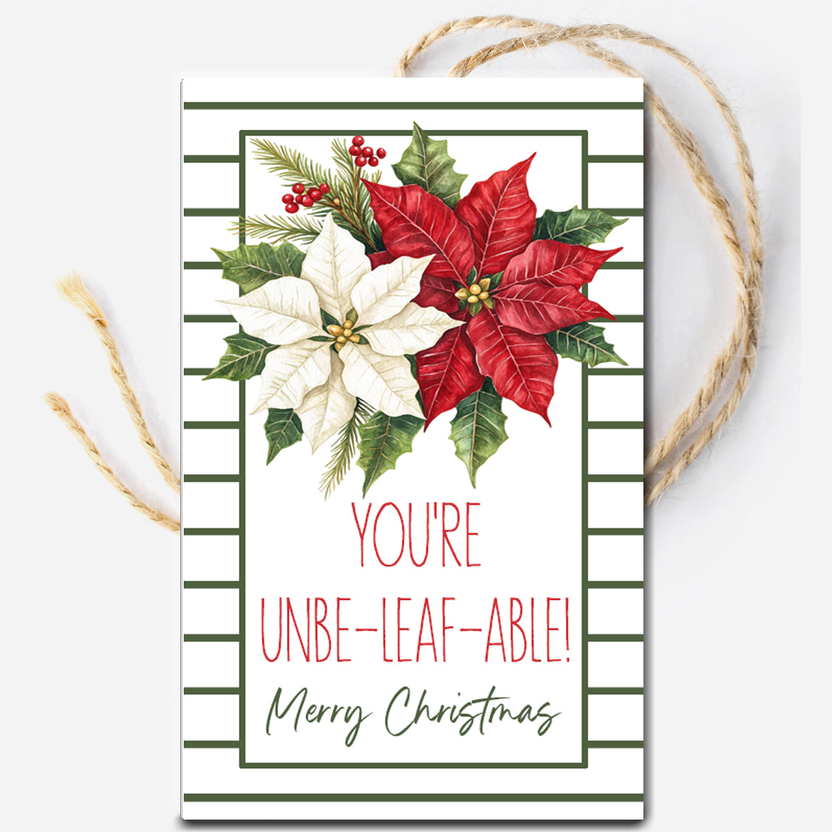 Christmas Poinsettia Instant Download Tag