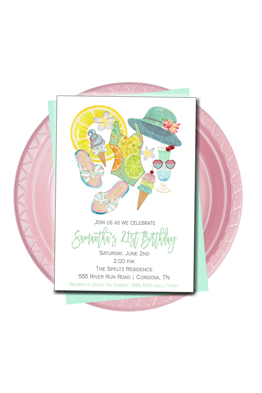 Citrus Pool Party Birthday Invitation