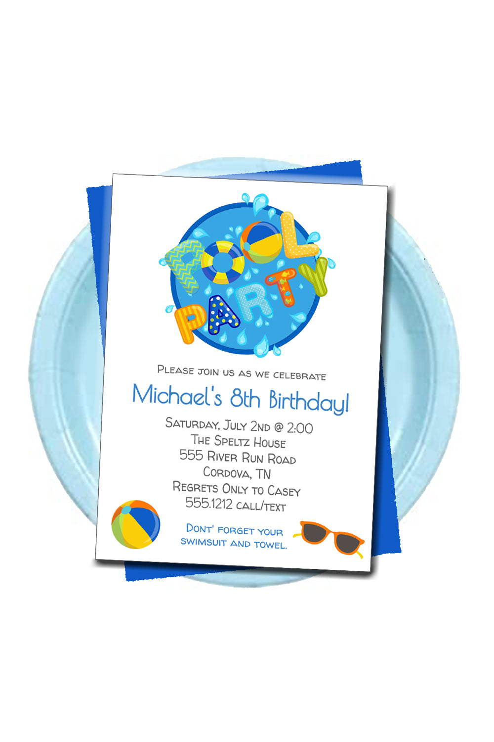 Sibling Pool Birthday Invitation