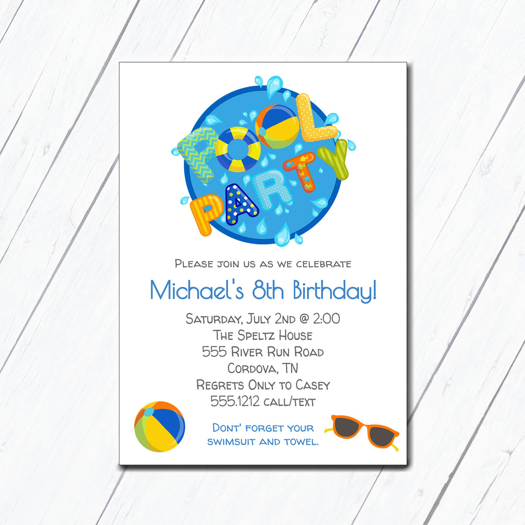 Sibling Pool Birthday Invitation