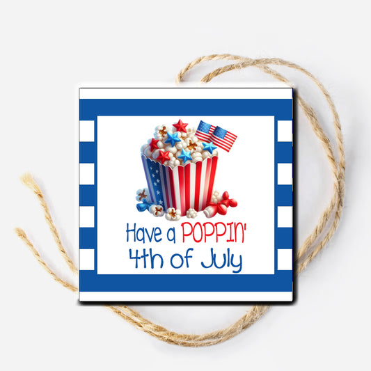 4th of July Popcorn Gift Instant Download Tag