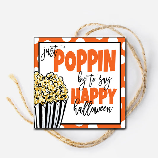Halloween Popcorn Gift Instant Download Tag 