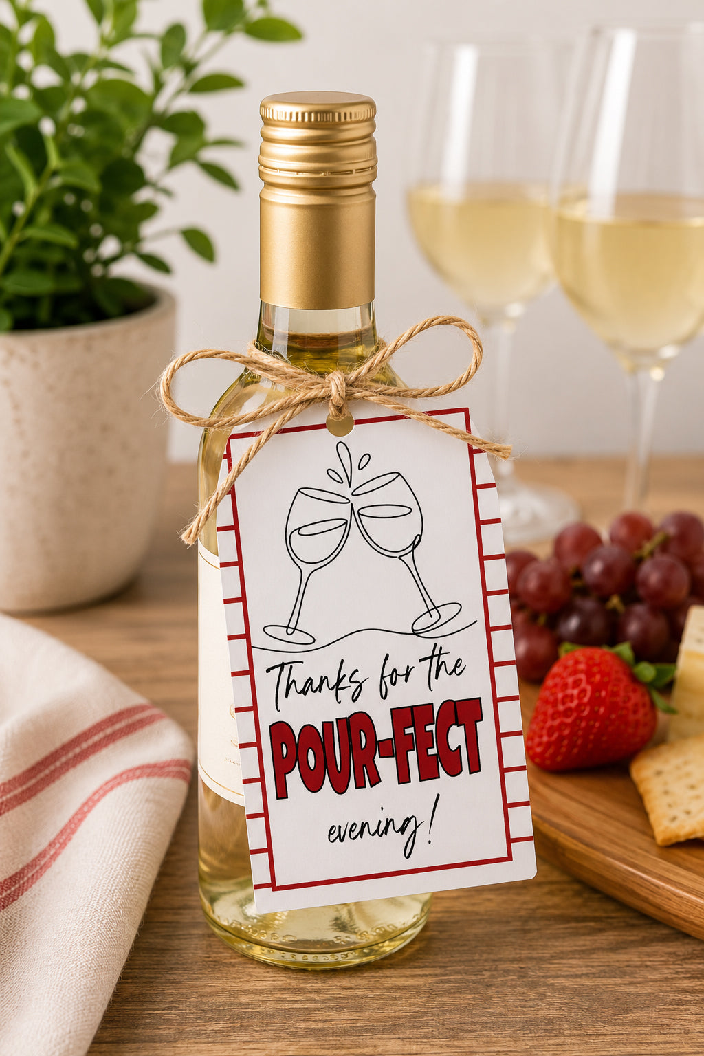 Thanks for the Pour-fect Evening Instant Download Tag
