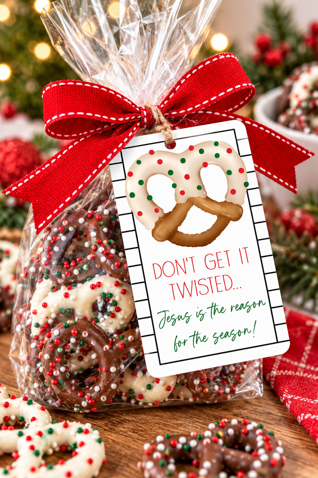 Christmas Pretzel Instant Download Tag