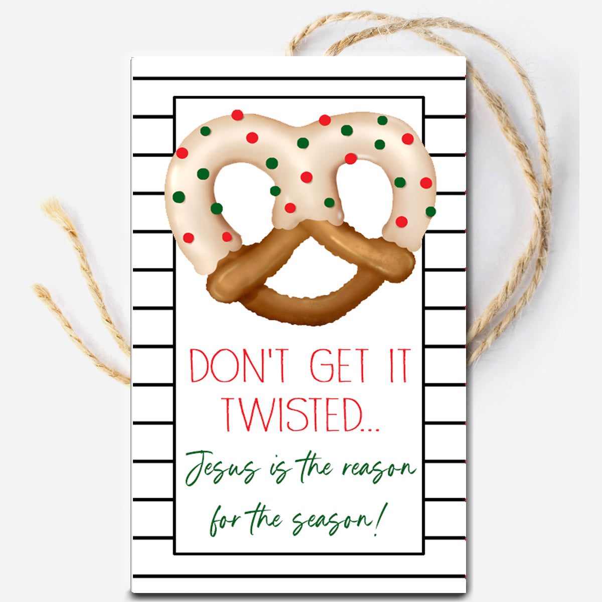 Christmas Pretzel Instant Download Tag