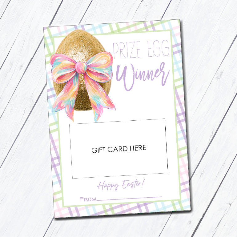 Easter Prize Egg Winner Instant Download Gift Card Holder