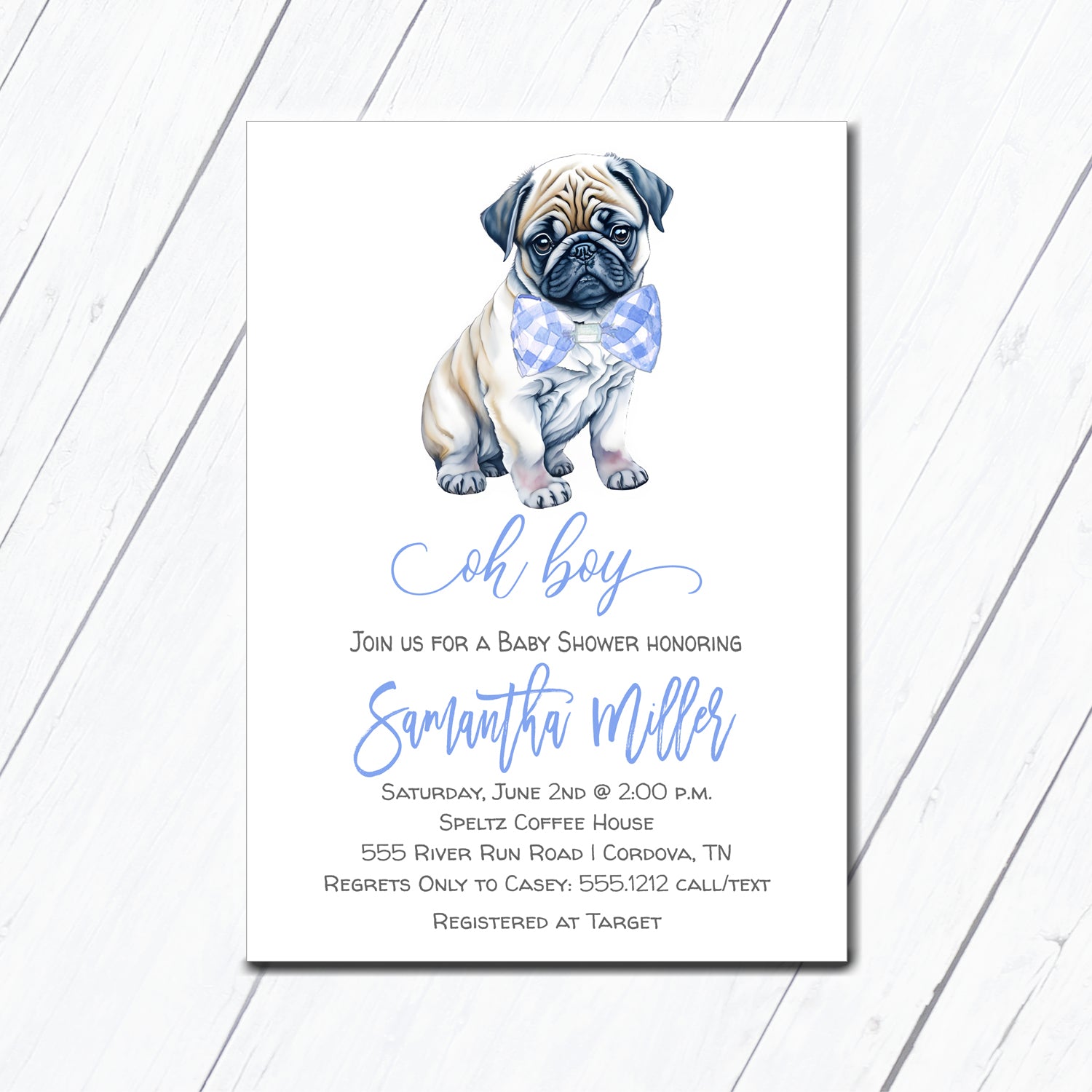 Pug Baby Shower Invitation