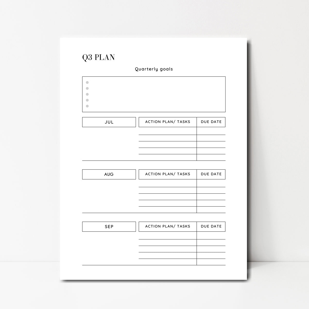 QTR 3 Goals Instant Download
