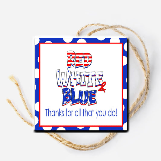 Red White and Blue Instant Download Tag