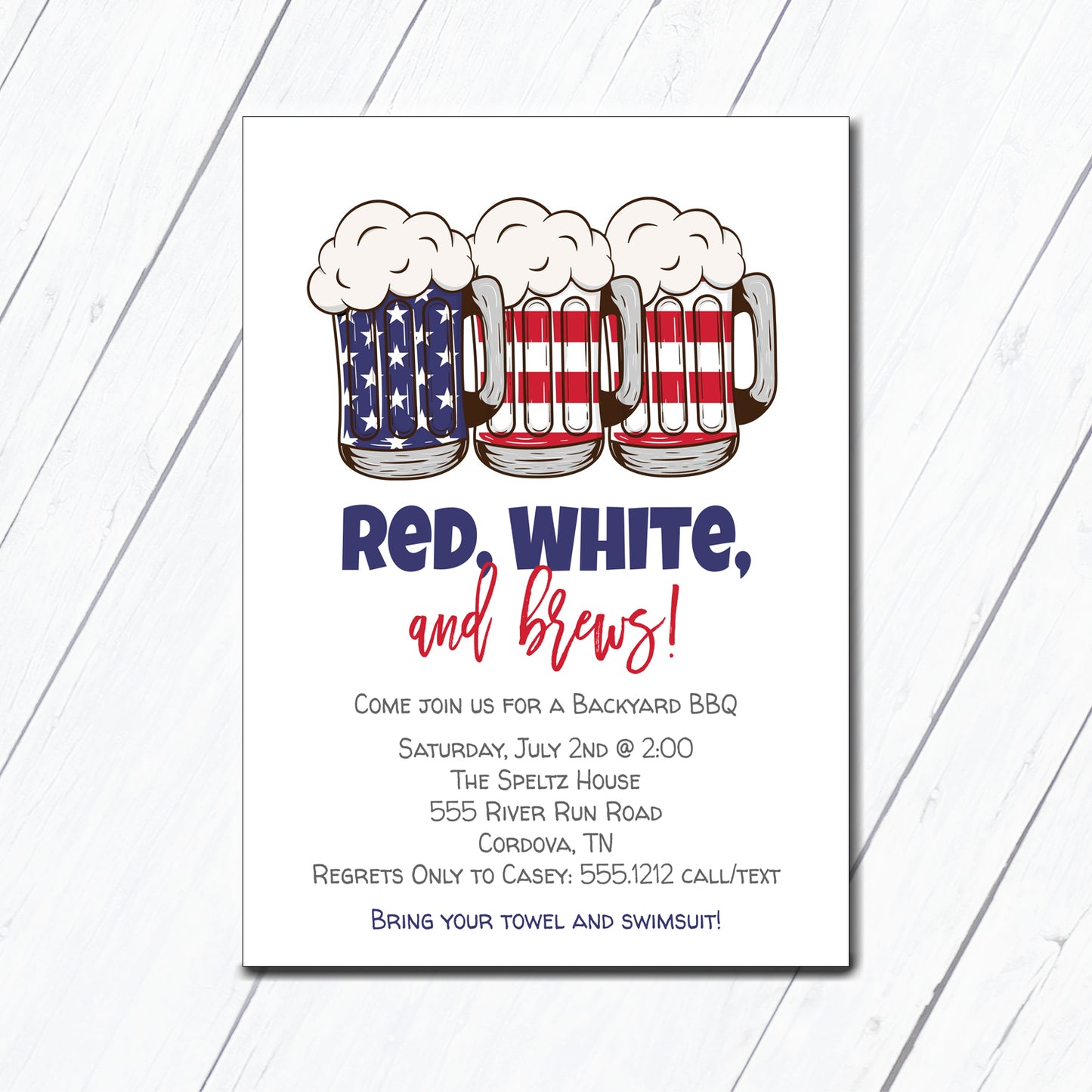 Red, White, and Brews Invitation
