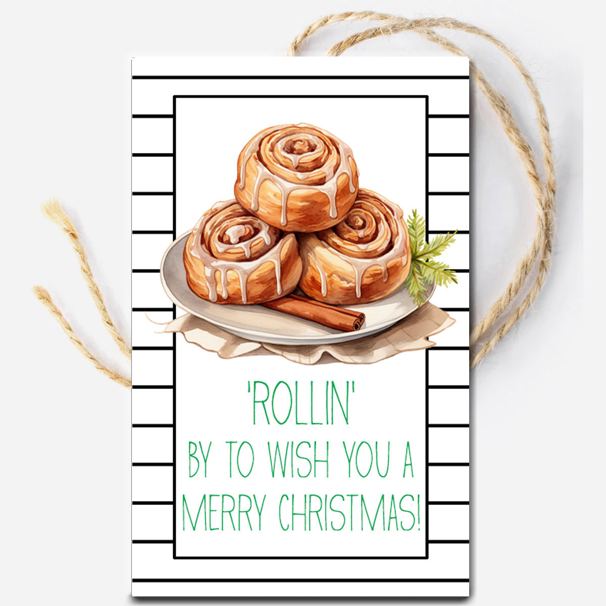 Cinnamon Roll Christmas Instant Download Tag
