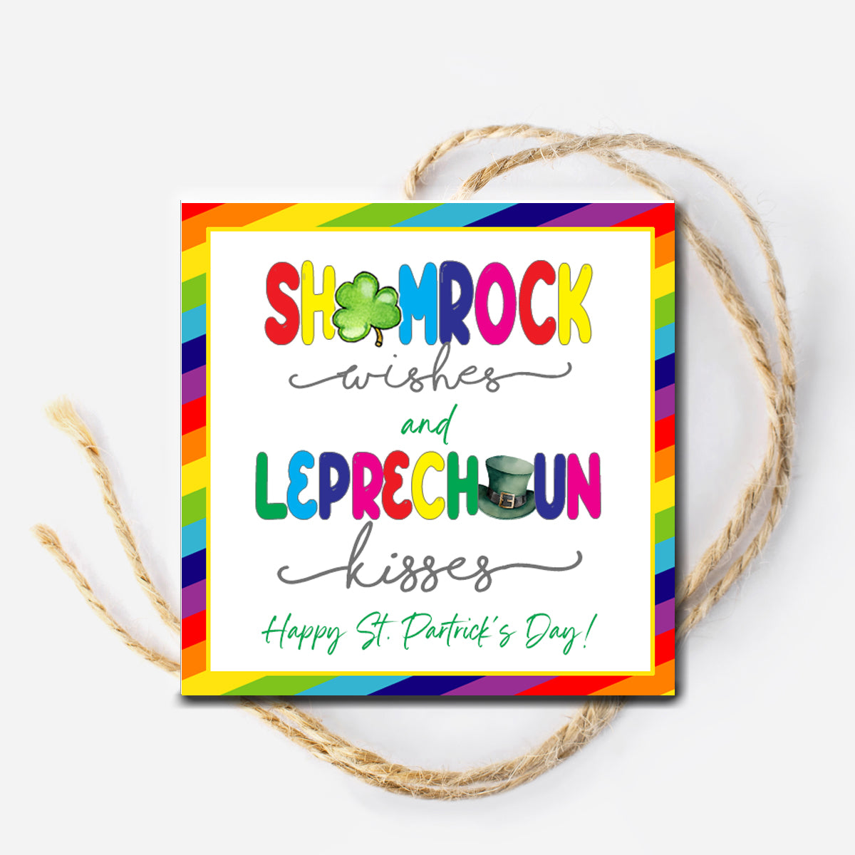 Shamrock Wishes Instant Download Gift Tag