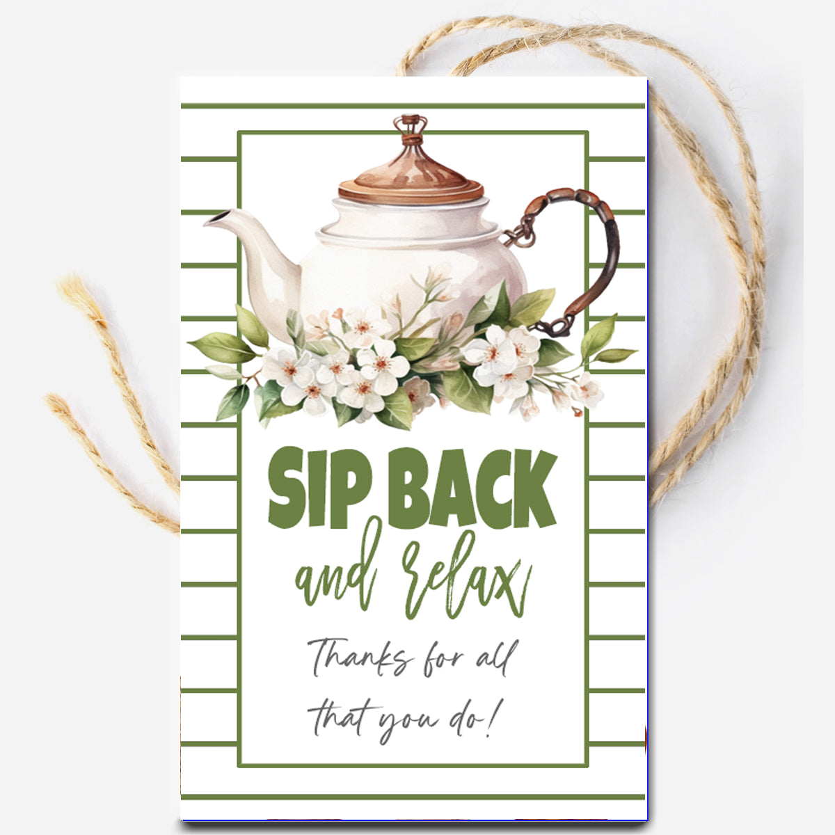 Sip Back and Relax Tea Instant Download Tag