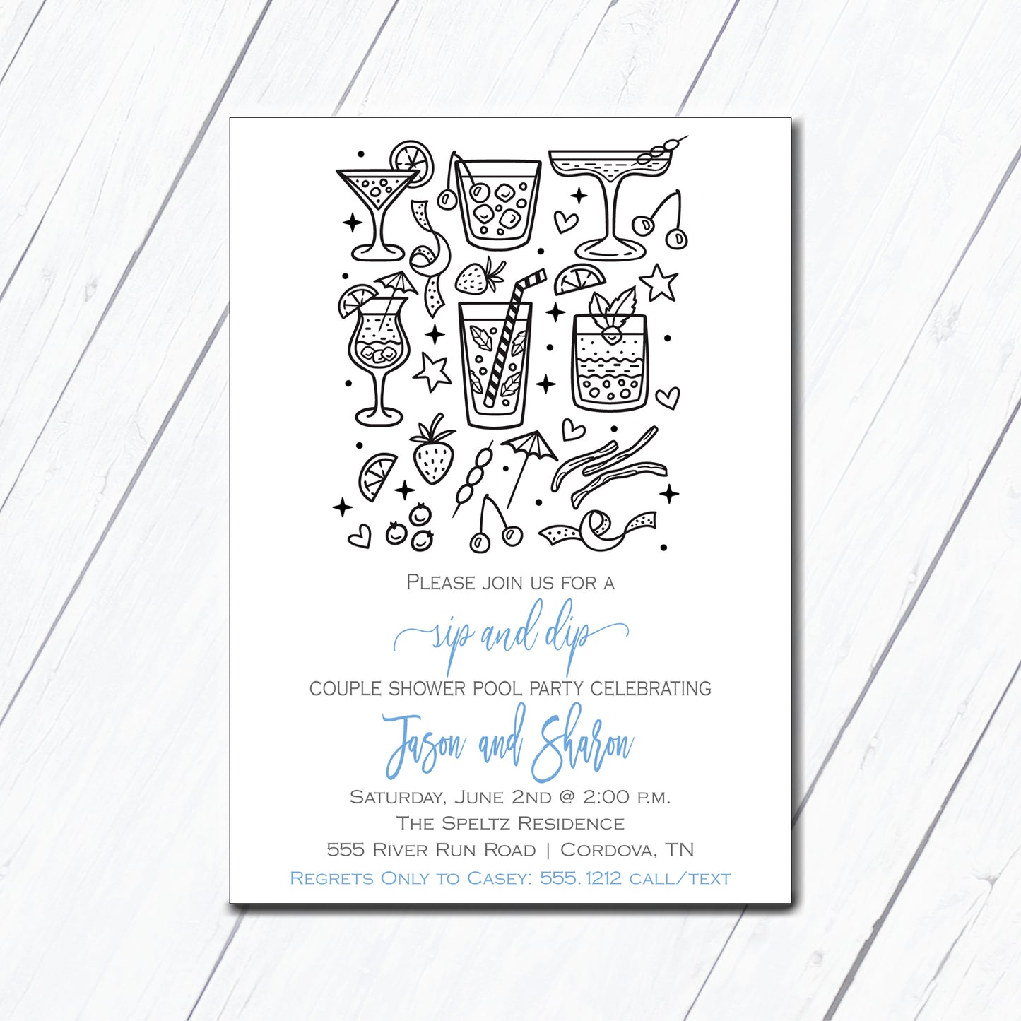 Sip and Dip Couples Pool Party Invitation