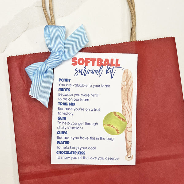 Softball Survival Kit Instant Download Tag