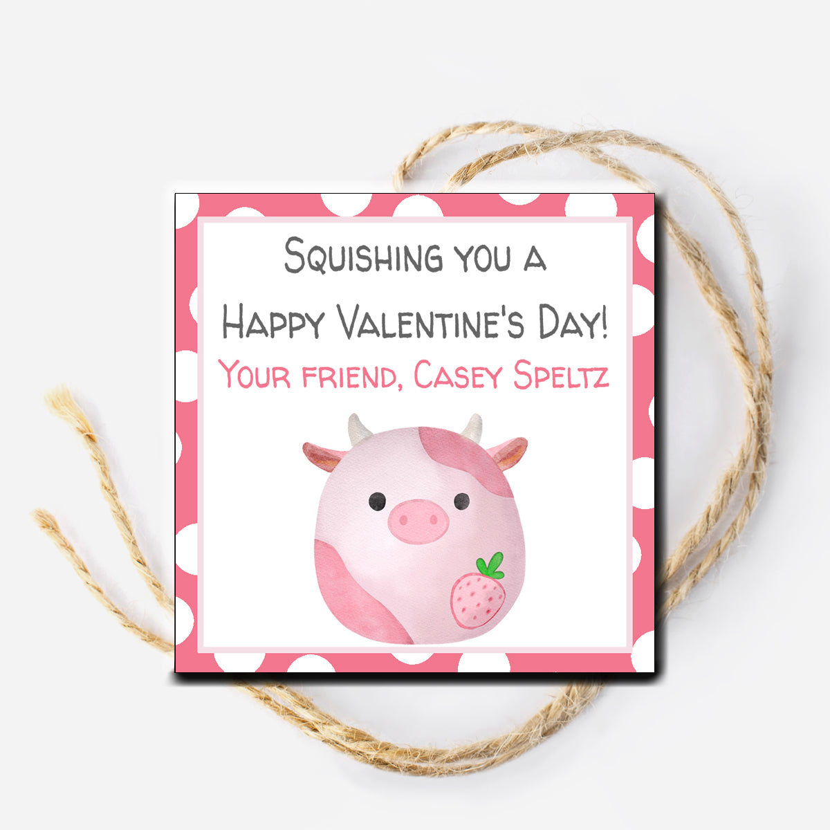 Squish Pig Valentine Tag