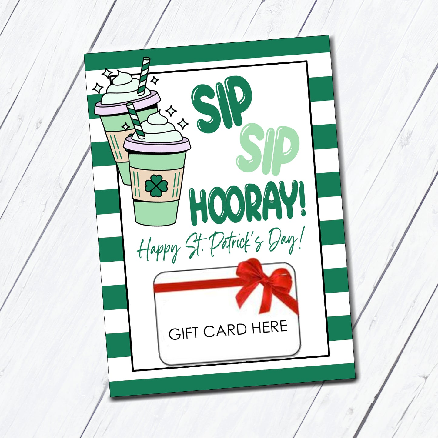 St. Patrick's Day Sip Sip Instant Download Gift Card Holder