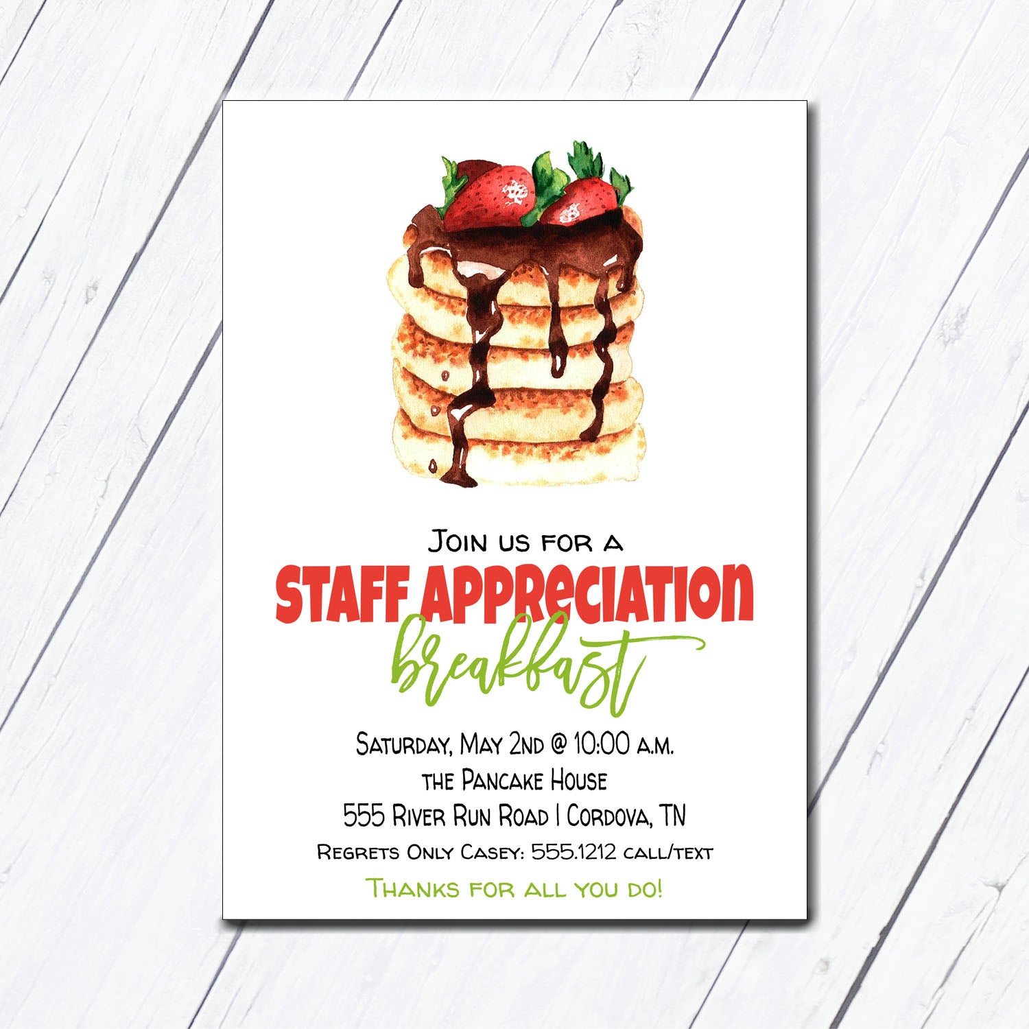 Staff Appreciation Breakfast Invitation