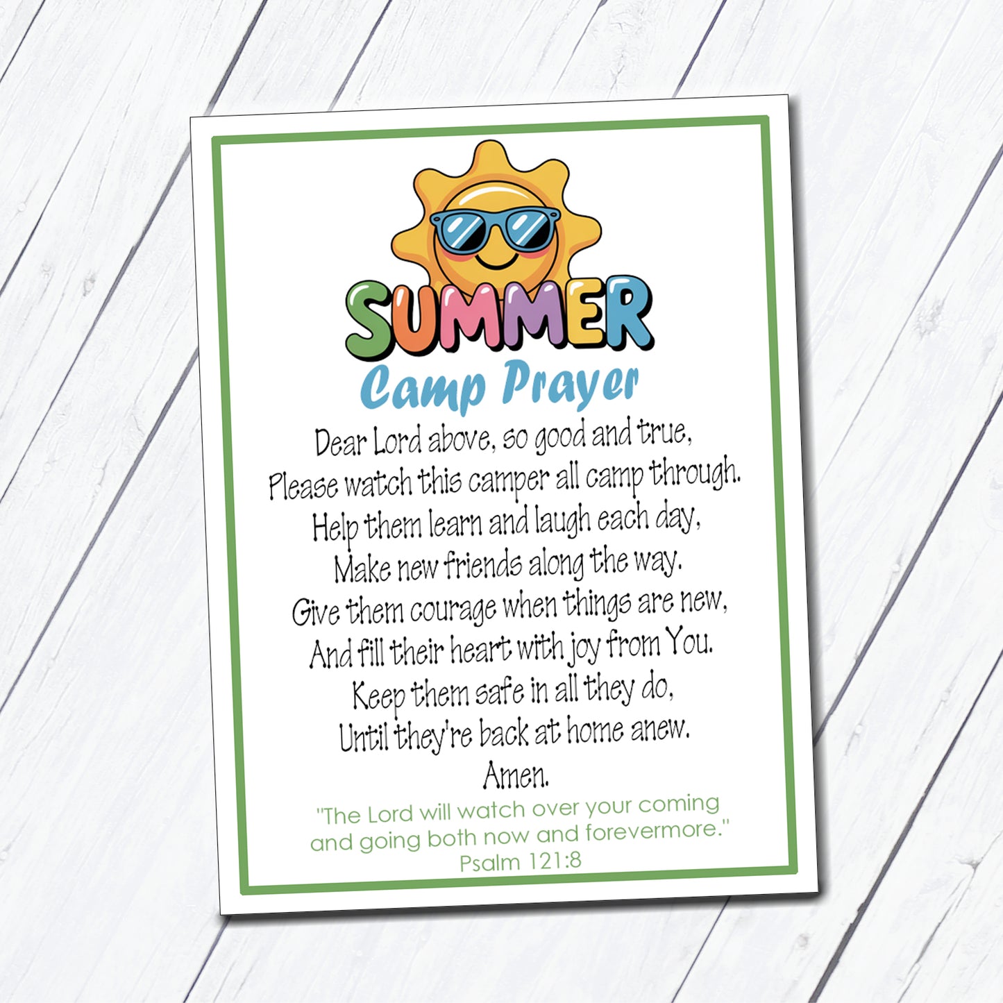 Summer Camp Prayer Instant Download