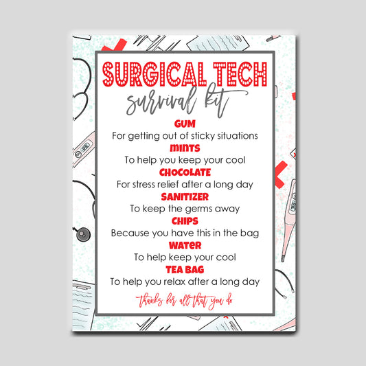 Surgical Tech Survival Kit Instant Download Tag