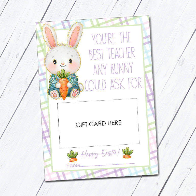 Easter Teacher Instant Download Gift Card Holder