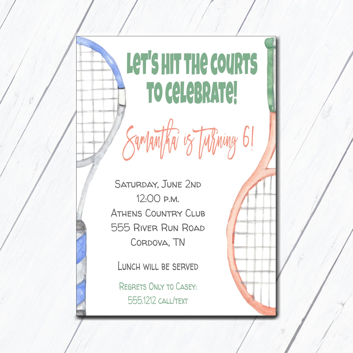 Tennis Racket Birthday Invitation – wacky-kracker