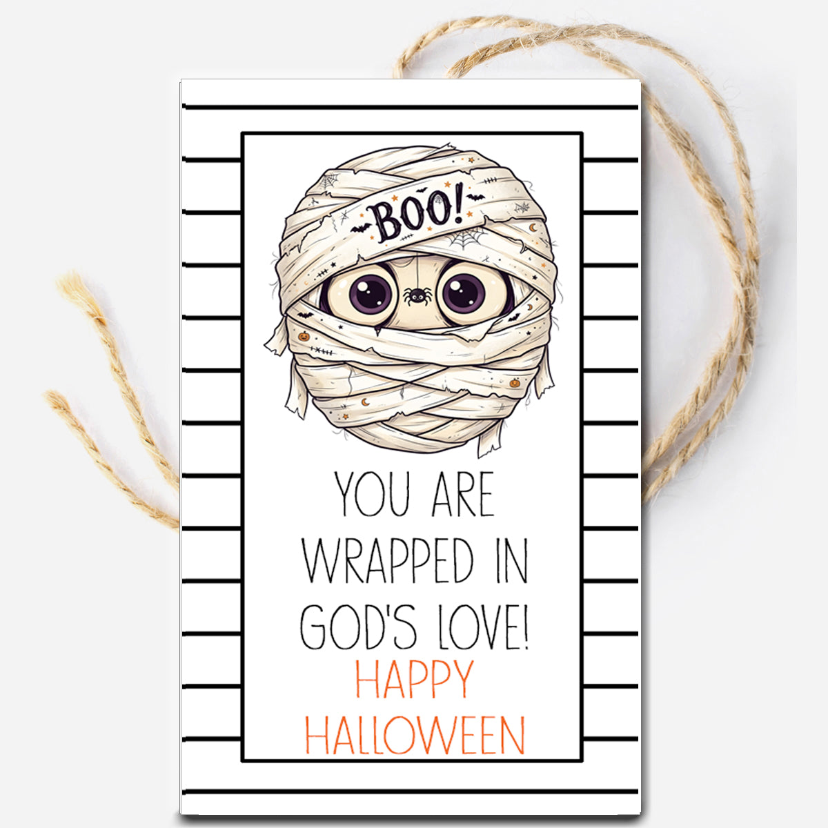 You are Wrapped in God's Love Halloween Instant Download Tag