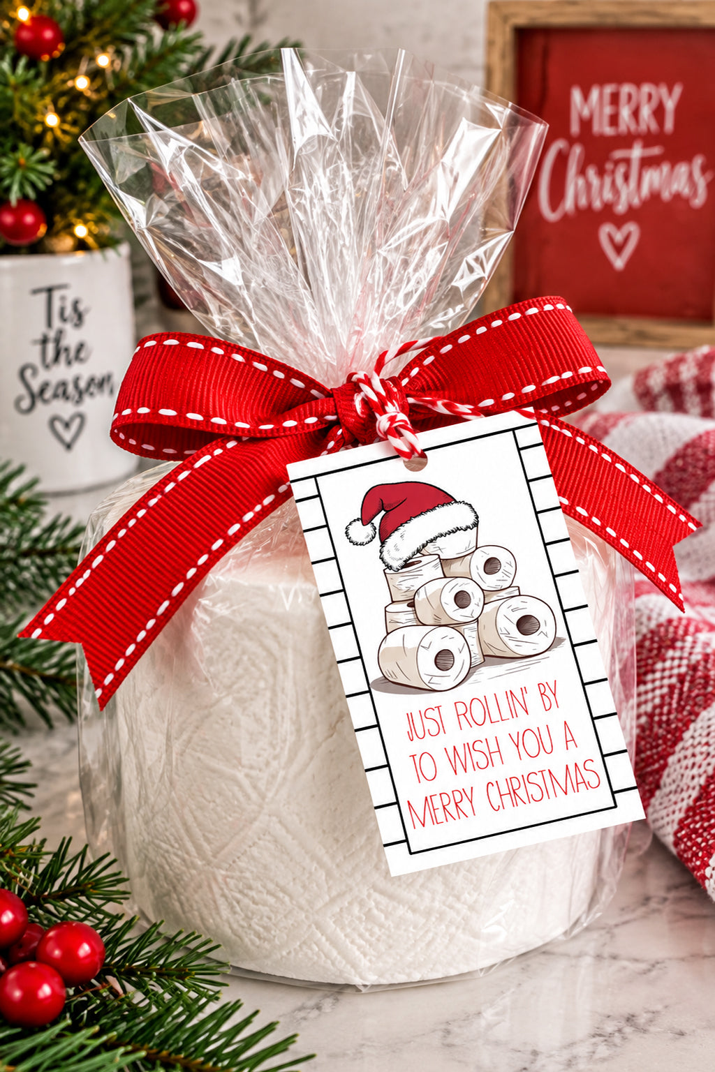 Just Rollin' by to wish you a Merry Christmas Instant Download Tag