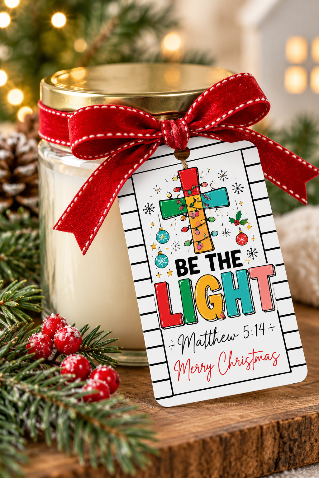 Be the Light Christmas Instant Download Tag