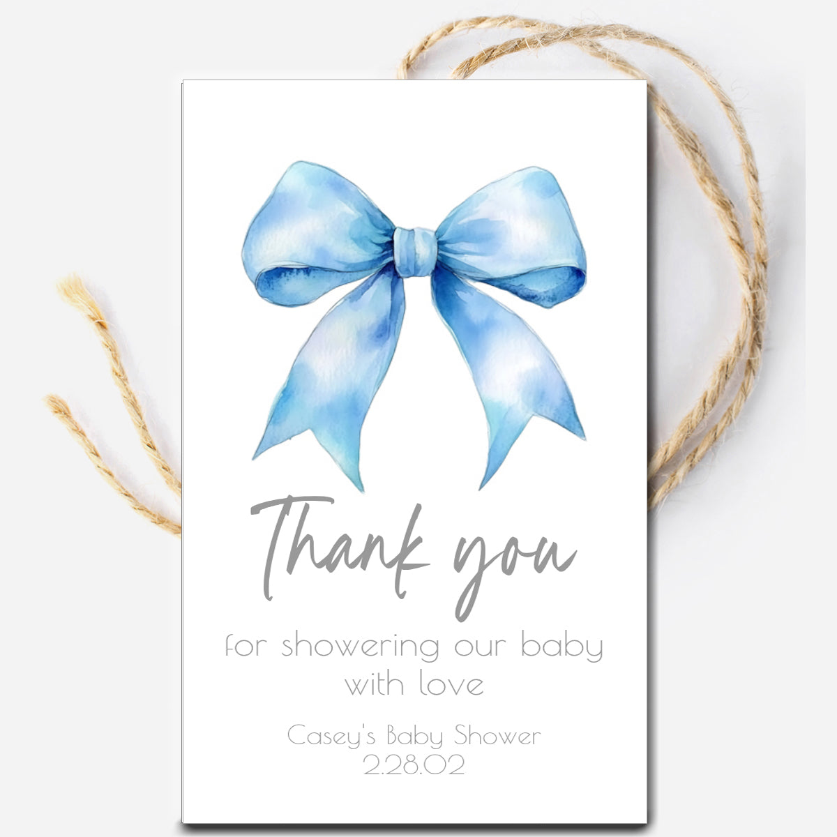 Blue Bow Baby Shower Gift Tag