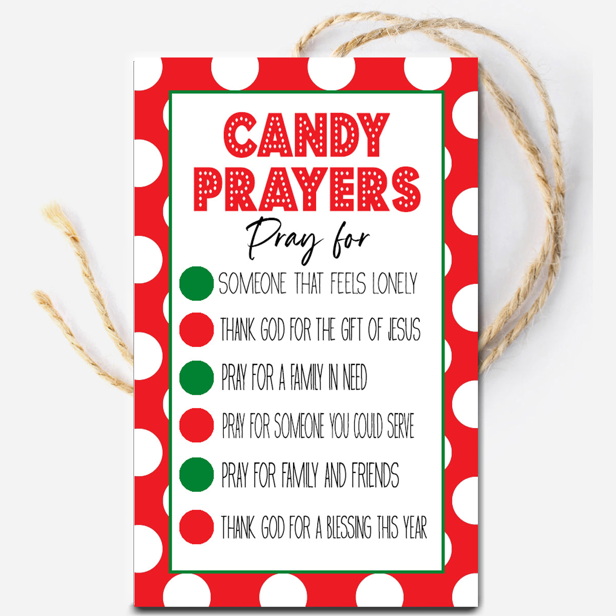 Christmas Candy Prayers Instant Download Tag