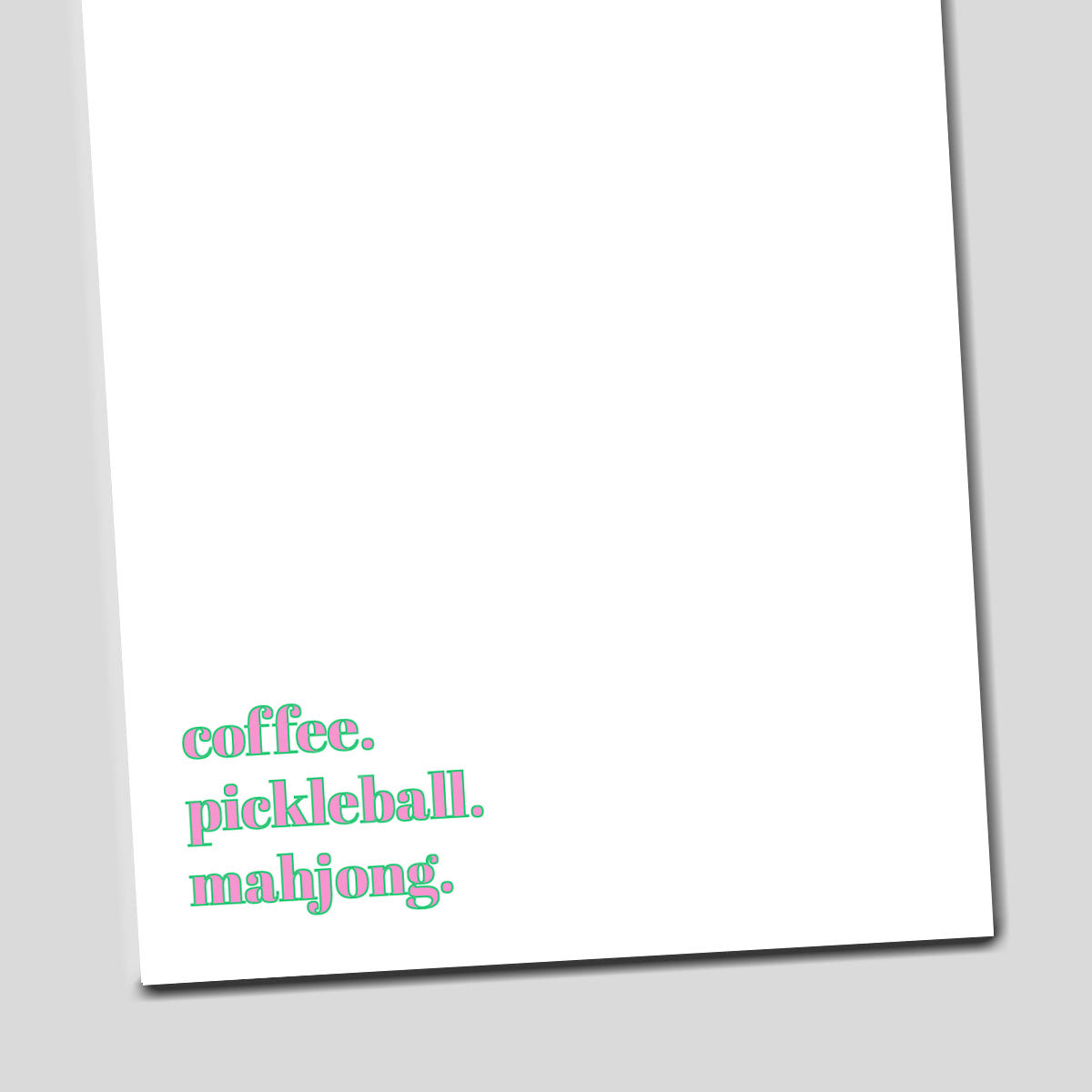 Coffee Pickleball Mahjong Notepad