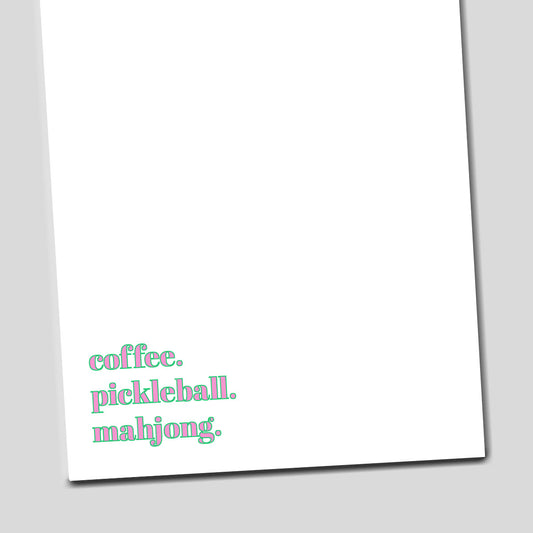Coffee Pickleball Mahjong Notepad